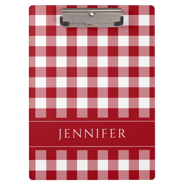 Personalized Red Gingham Clipboard (Front)