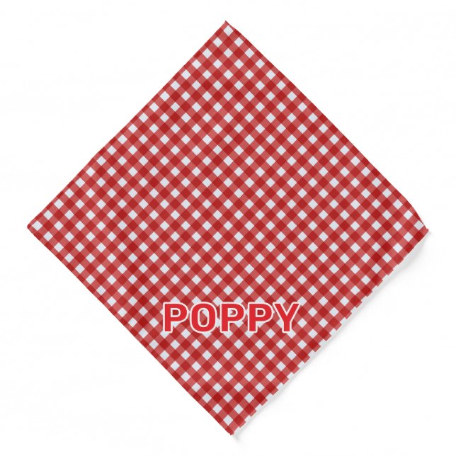Personalized Red Gingham Dog Bandana (Front)