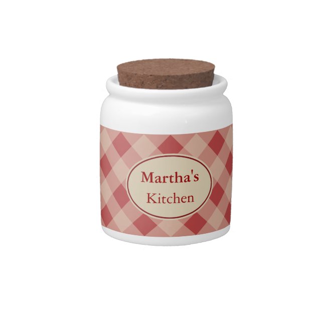 Personalized Red Gingham Jar (Front)