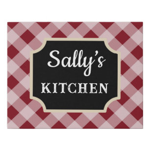 Personalized Red Gingham Kitchen Sign
