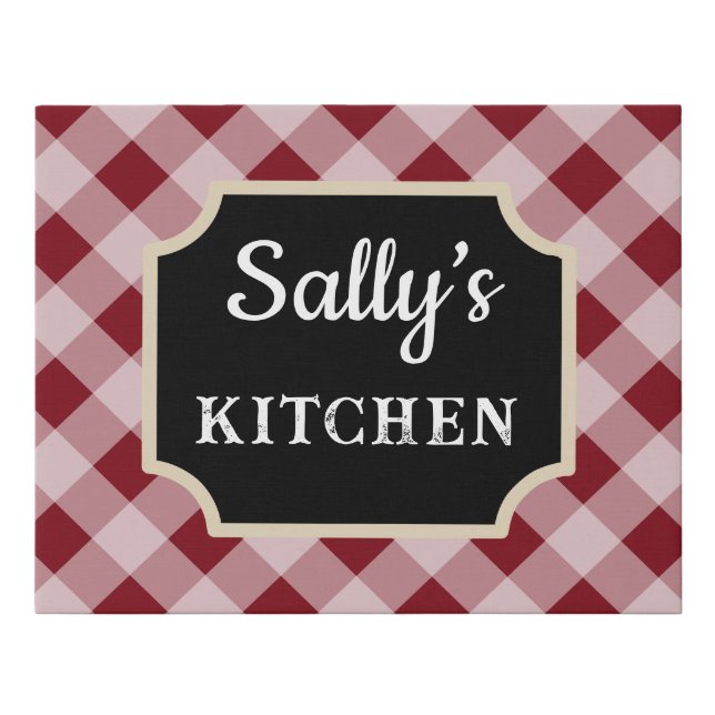 Personalized Red Gingham Kitchen Sign (Front)