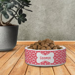 Personalized Red Gingham with Paw Prints and Bone Bowl<br><div class="desc">Pamper your precious pet with this personalized timeless red gingham with paws patterned pet bowl! Personalize it with your dog's name in the bone.</div>