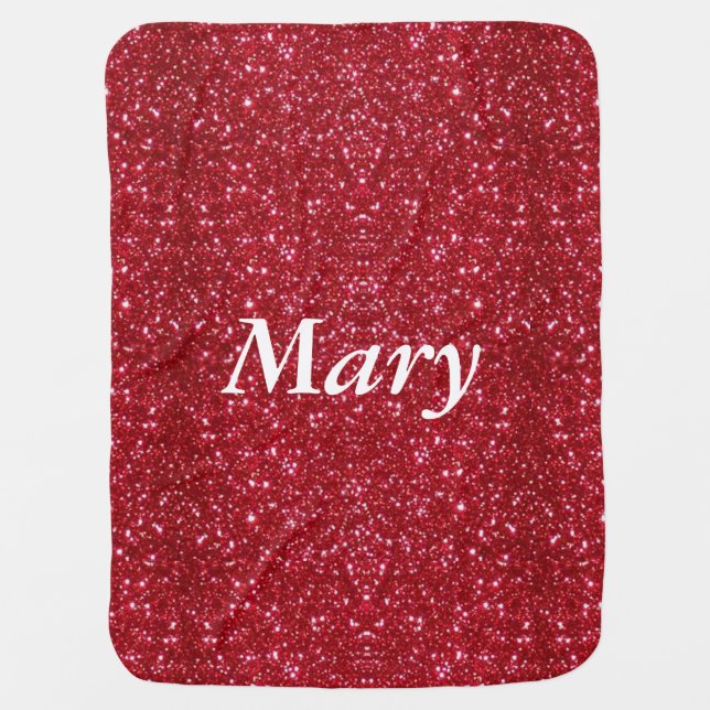 Personalized Red Glitter Baby Blanket (Front)