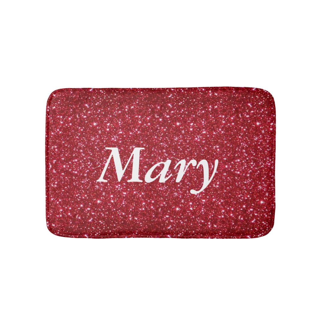 Personalized Red Glitter Bath Mat Zazzle