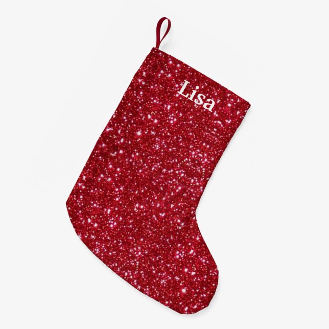 Personalized Red Glitter Christmas Stocking (Front (Hanging))