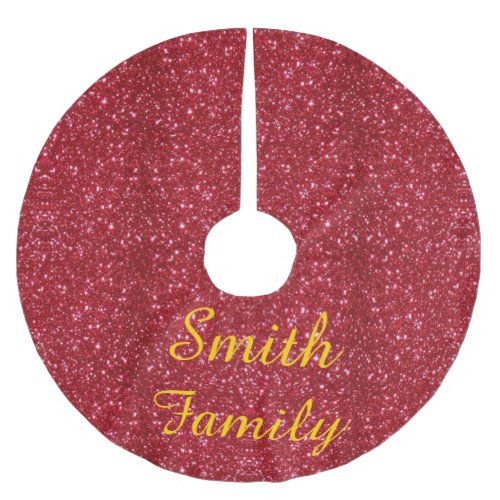 Personalized Red Glitter Christmas Tree Skirt