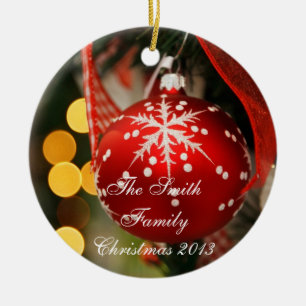 Personalized Red Glittery Christmas Ornament
