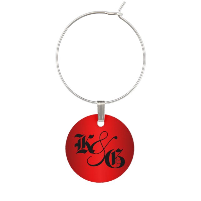Personalized Red Glow Wine Glass Charm (Front)