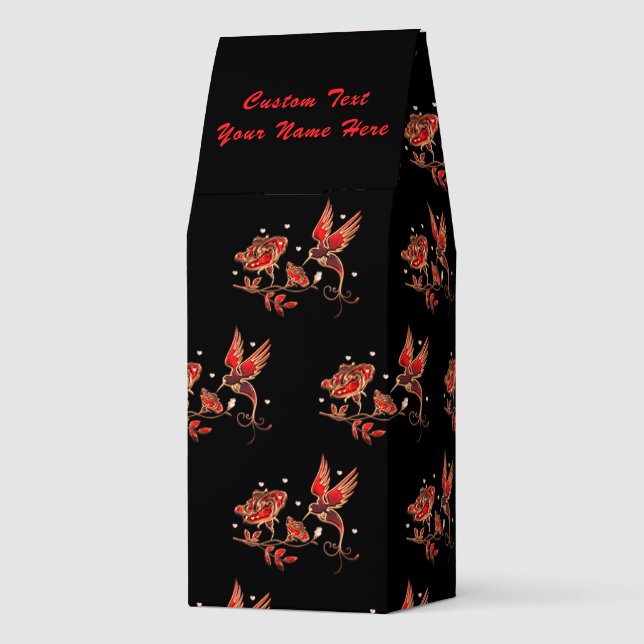 Personalized Red Gold Bird and Rose Roasted Coffee (Back)