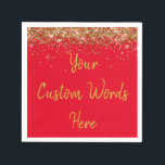 Personalized Red & Gold Birthday Party Anniversary Napkins<br><div class="desc">sweet 16 quinceanera 40th 50th, personalized 30th 21st 16th 15th, 25th fifteen sixteen twenty-fifth first, custom red paper napkins, twinkle glitter napkin for anniversary, bridal shower serviette hen weekend, wedding reception graduation uni sparkly, sparkle serviettes for birthday party, daughter girl baby rehearsal dinner, anniversary party red and gold celebration grad...</div>