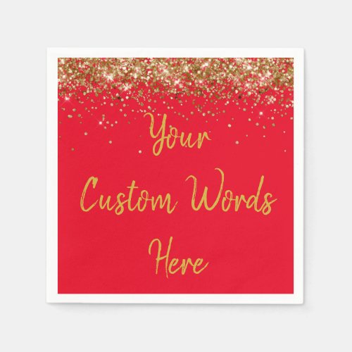 Personalized Red  Gold Birthday Party Anniversary Napkins