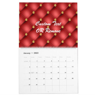 Personalized Red Gold Calendar with Custom Text