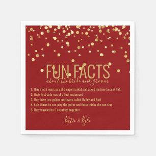 Personalized RED Gold Confetti FUN FACTS Napkins