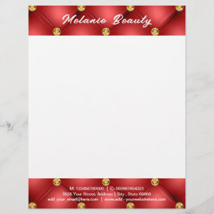 Personalized Red Gold Diamond Framed Letterhead