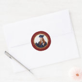 Personalized Red Gold Graduate Photo Graduation Classic Round Sticker (Envelope)