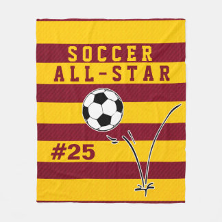 Personalized Red & Gold SOCCER Blanket