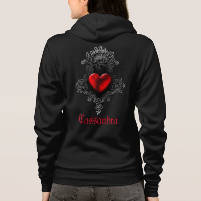 Personalized Red Goth Heart  Hoodie (Back)