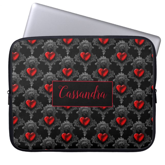 Personalized Red Goth Heart Laptop Sleeve (Front)