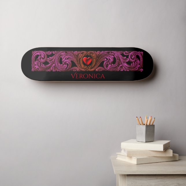 Personalized Red Goth  Heart Skateboard (Wall Art (Horz))