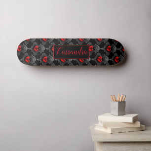 Personalized Red Goth Heart Skateboard