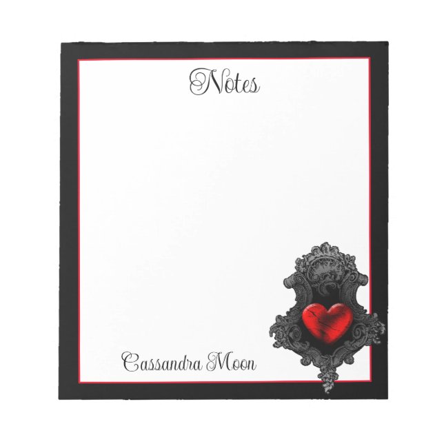 Personalized Red Goth Notepad (Front)