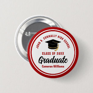 Personalized Red Graduate Commemorative Button