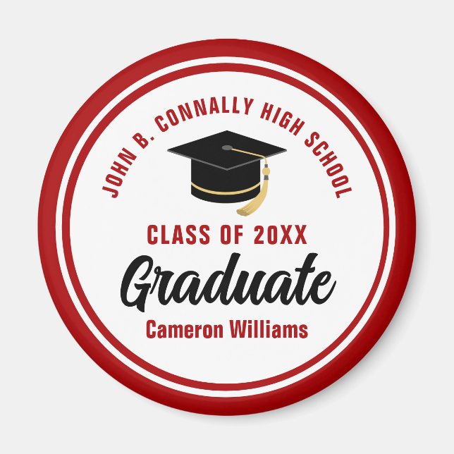 Personalized Red Graduate Commemorative Magnet (Front)