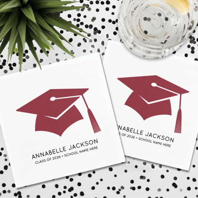 Personalized Red Graduation Napkins (Personalized Red Graduation Napkins)