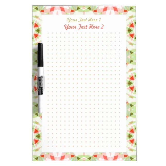 Personalized Red Green Dot Grid College School Dry Erase Board (Front)