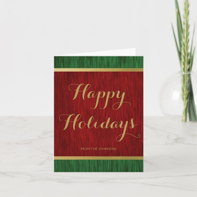 Personalized Red Green Gold Elegant Holiday (Front)