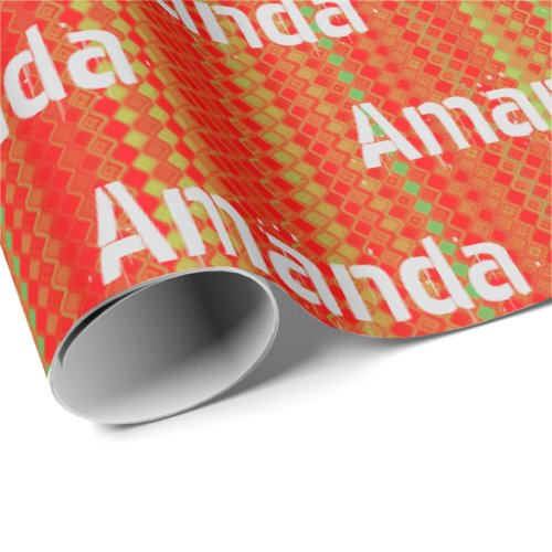 Personalized Red Green Gold Striped Wrapping Paper