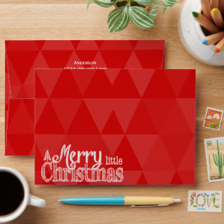 Personalized Red Green Holly Happy little Holiday Envelope