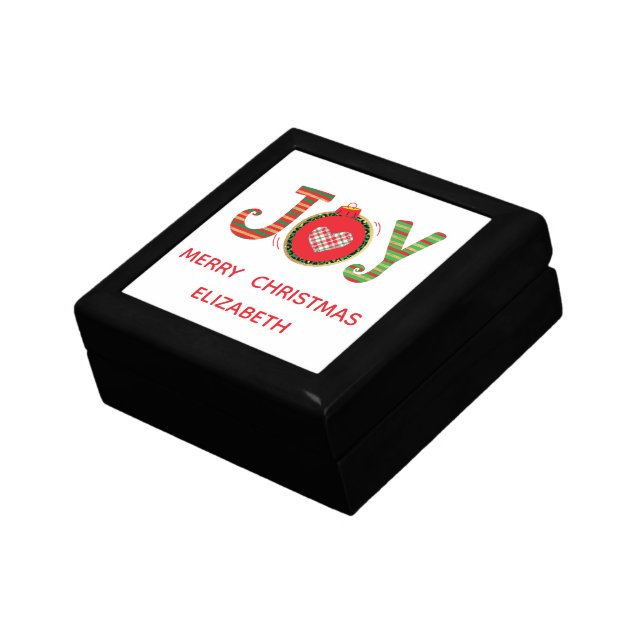Personalized Red Green Joy Christmas Holiday  Gift Box (Side)