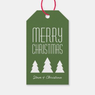 Personalized Red & Green Merry Christmas Gift Tags