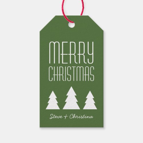 Personalized Red  Green Merry Christmas Gift Tags