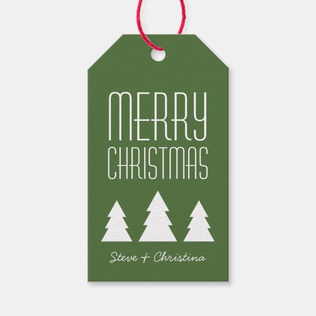 Personalized Red & Green Merry Christmas Gift Tags