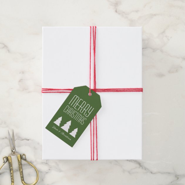Personalized Red & Green Merry Christmas Gift Tags