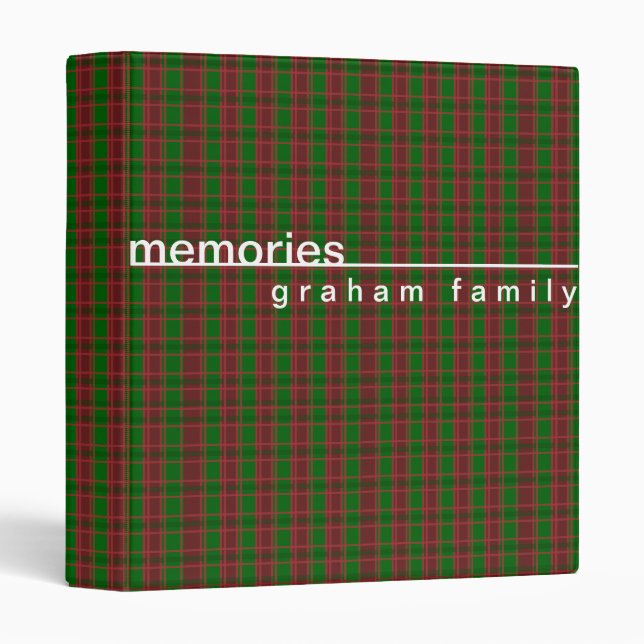 Personalized Red Green Plaid Memory 3 Ring Binder (Front/Spine)