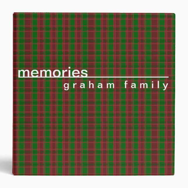 Personalized Red Green Plaid Memory Binder (Front)