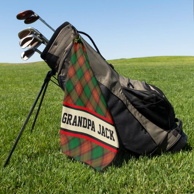  Personalized Red Green Plaid Tartan Golf Towel (For the golfers!)