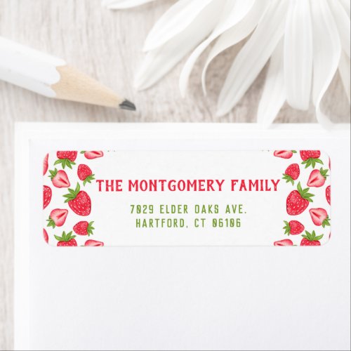 Personalized Red Green Strawberry Return Address   Label