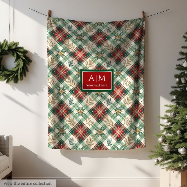 Personalized red & green watercolor plaid blanket (Personalized red & green watercolor plaid blanket)