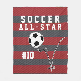 Personalized Red & Grey Soccer Blanket