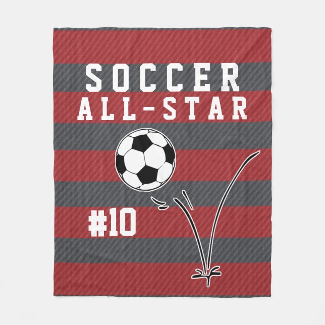 Personalized Red & Grey Soccer Blanket (Front)