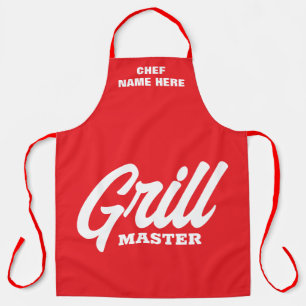 Personalized red Grill Master BBQ apron for men