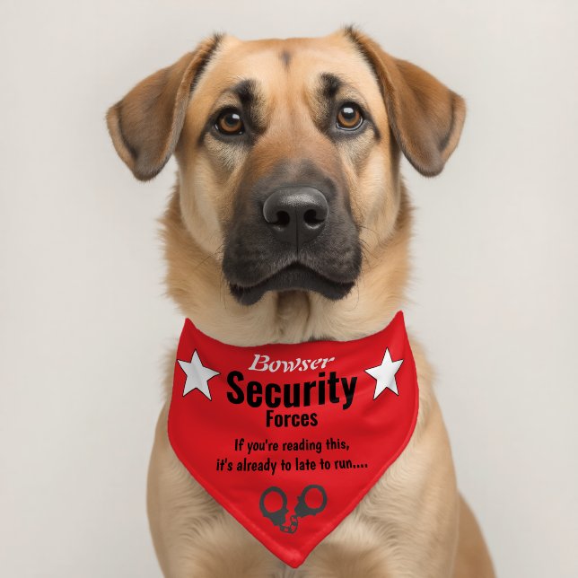 Personalized red guard dog pet bandana collar (Dog 2)