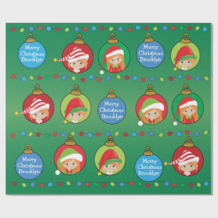 Personalized Red Hair Girl Elf Wrapping Paper