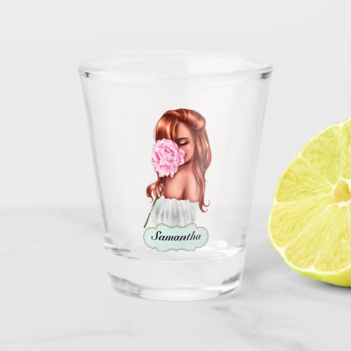 Personalized Red Hair Woman Shot Glass