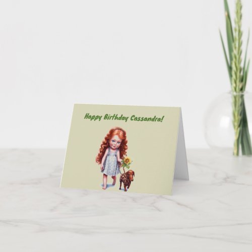 Personalized Red Head Girl Birthday Card