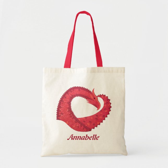 Personalized Red heart dragon Tote Bag (Front)